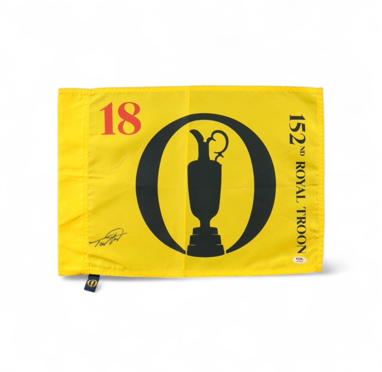 Tommy Fleetwood Signed 152nd Royal Troon Golf Pin Flag (PSA)