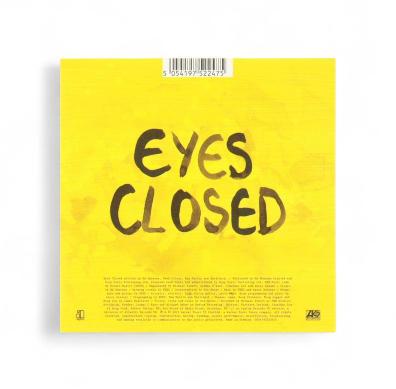 Ed Sheeran Signed "Eyes Closed" CD Album Cover With Disc (JSA)