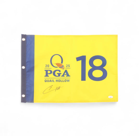 Tyrrell Hatton Signed 2025 PGA Championship Golf Pin Flag (JSA)