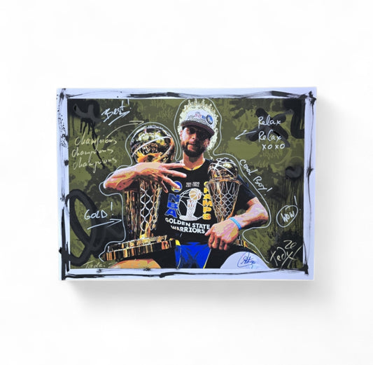 Tadas Zaicikas "Steph Carry - Golden Shot" 2025 18x24 Original Painting (Zaicikas)